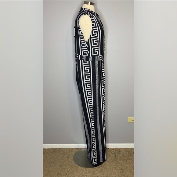 Button Up Printed Long Wide Leg Pant Party Jumpsuits - Picture 4 of 9